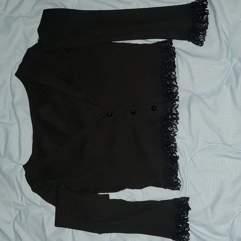 Lace black cardigan, y2k, emo, goth, cute